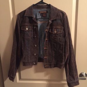 Distressed Brown Velvet Denim Jacket